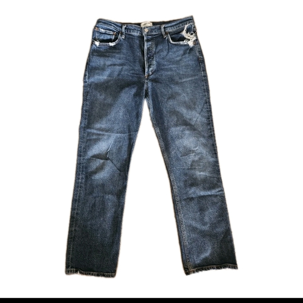 Agolde Womens Dark Wash Riley High Rise Straight Crop Jean In Control 30